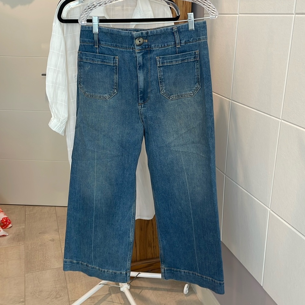 ANTHROPOLOGIE/PILCRO wide leg denim trouser size 30P